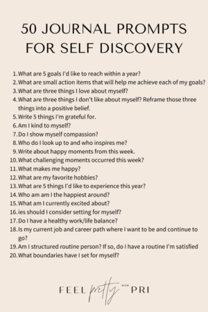 50 Journal Prompts for Self Discovery - Feel Pretty with Pri
